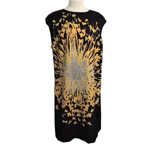 La Mamasita Sheath Sleeveless Dress Gold Splash Design Sz 18